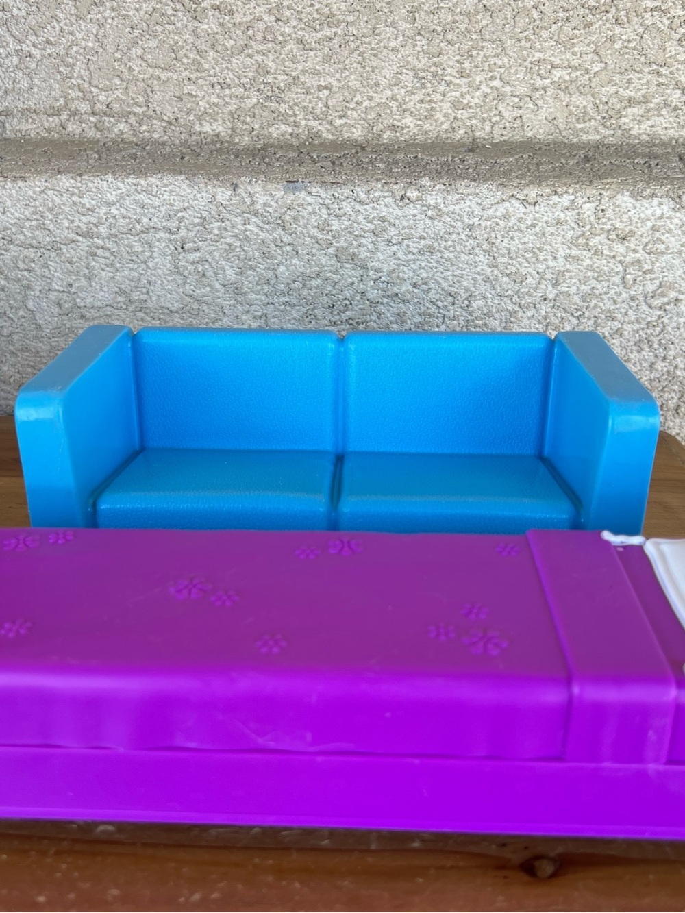 Mattel Blue Sofa with Purple Bench Doll Furniture